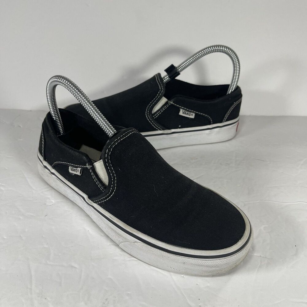 Vans Classic Slip-On Black/White Canvas Skate Shoes Women’s Size 6.5